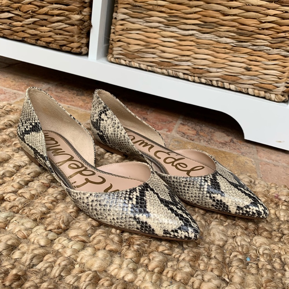 Sam Edelman Tan Snakeskin D’Orsay Flat 7.5
